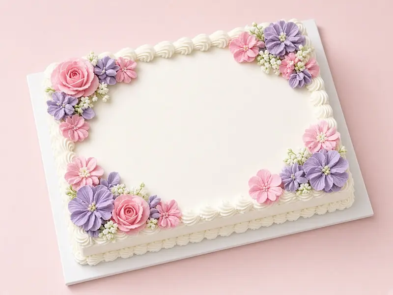 Sheet cake decorated with buttercream flowers (illustrative image)