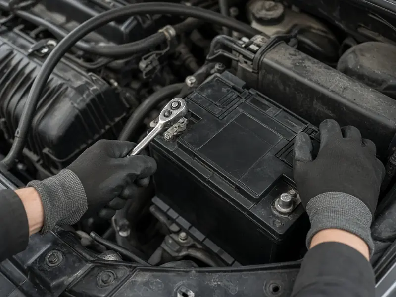 Car battery being replaced (illustrative image)