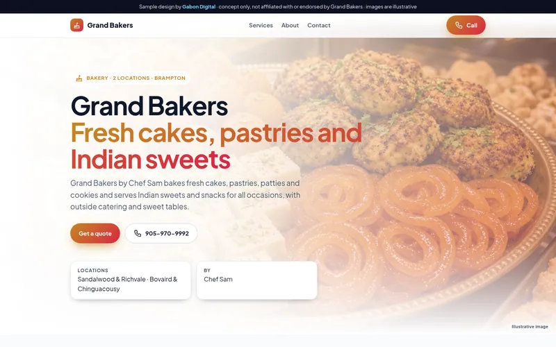 Screenshot of the Grand Bakers website concept design